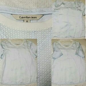 Calvin Klein Jeans Mesh Overlay Shirt-Size…